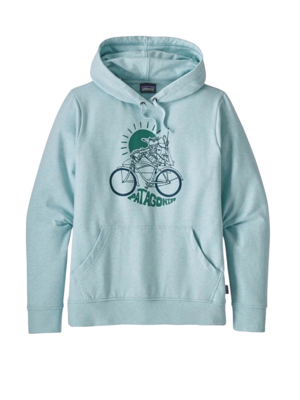 Patagonia Fisherfox Ahnya Hoodie Atoll Blue Drawstring Organic Cotton Size M